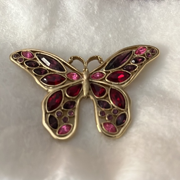 Purple, Red and Pink Stone Butterfly Brooch - Picture 2 of 4